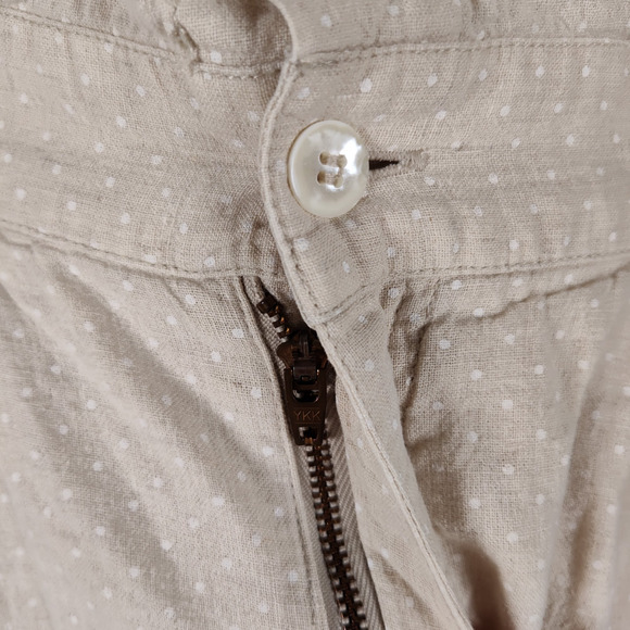 Vintage 90s Linen Blend Romper Size S Beige Micro Dot Short Sleeve Pockets - Picture 6 of 15